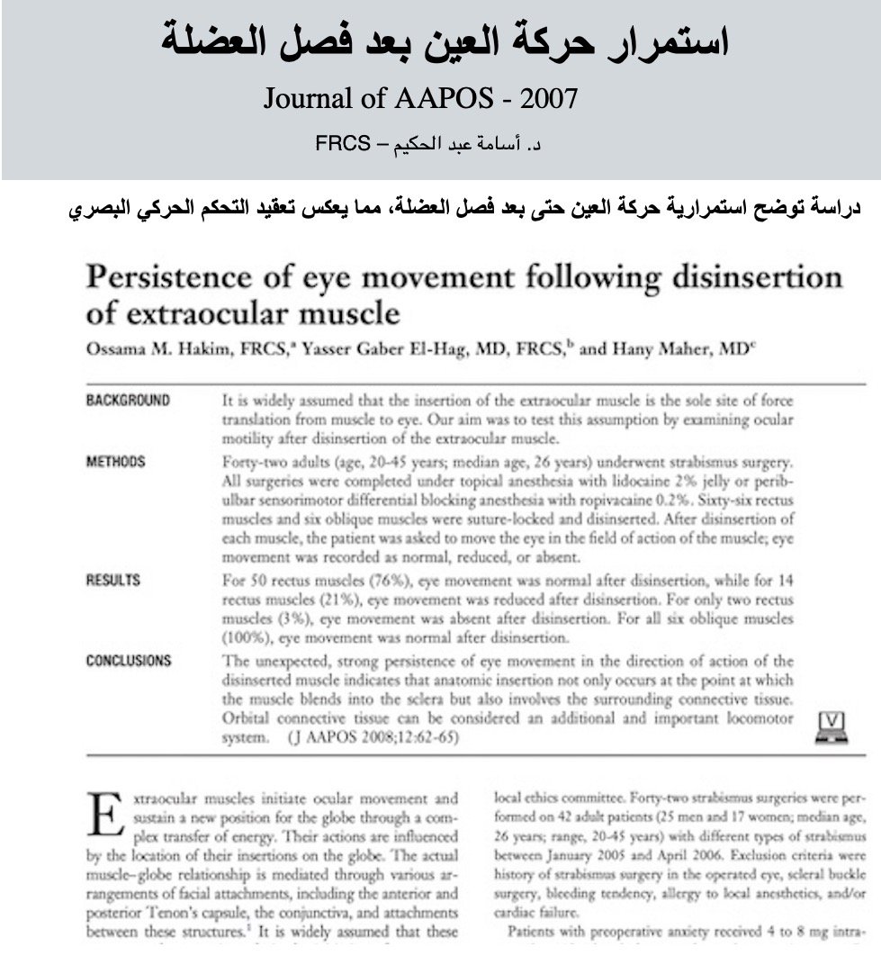 استمرار حركة العين بعد فصل العضلة