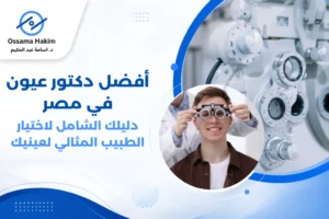 طبيب عيون يجري فحصاً لقاع العين لمريض باستخدام جهاز المجهر الحيوي في عيادة مجهزة بأحدث التقنيات