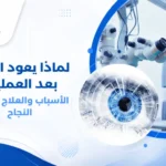 صورة توضيحية لعملية جراحة الحول ومتابعة المريض بعد العملية، مع تركيز على استقرار العينين.