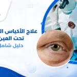 طبيب عيون متخصص يفحص انتفاخ الجفن السفلي وعلاج الأكياس الدهنية تحت العين لدى مريض في عيادة طبية