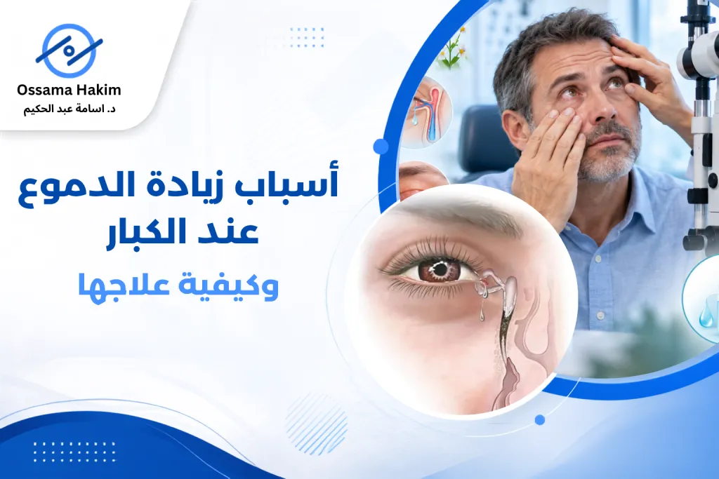 رجل بالغ يمسح دمعة من عينه مع شعور بعدم الراحة بسبب تدميع العين